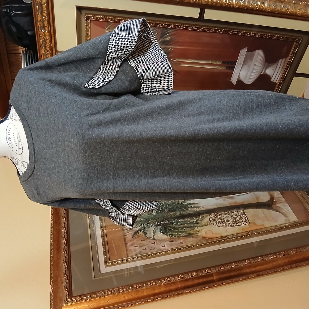 Gray Luxology Dress with Houndstooth Accents